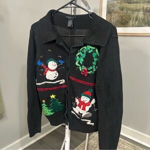Vintage reference point Christmas cardigan *NATURAL FIBERS!*
